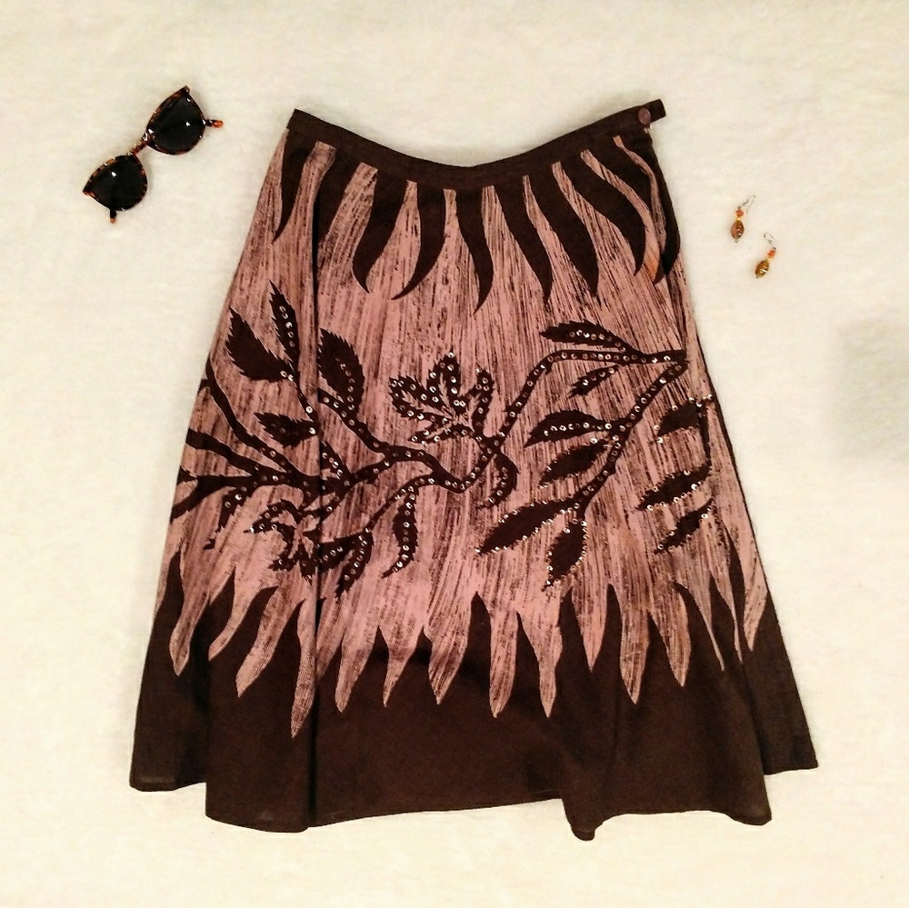 Ash&Sara summer skirt size 8 brown and peach